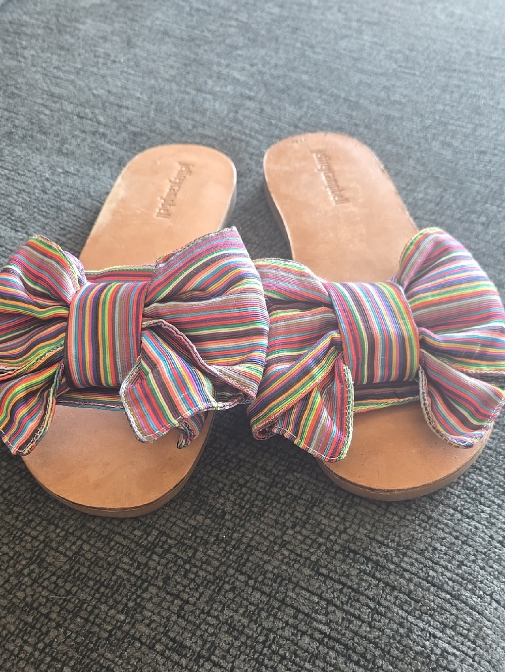 Jeffrey Campbell Multicolor Striped Bow Slide Sandals